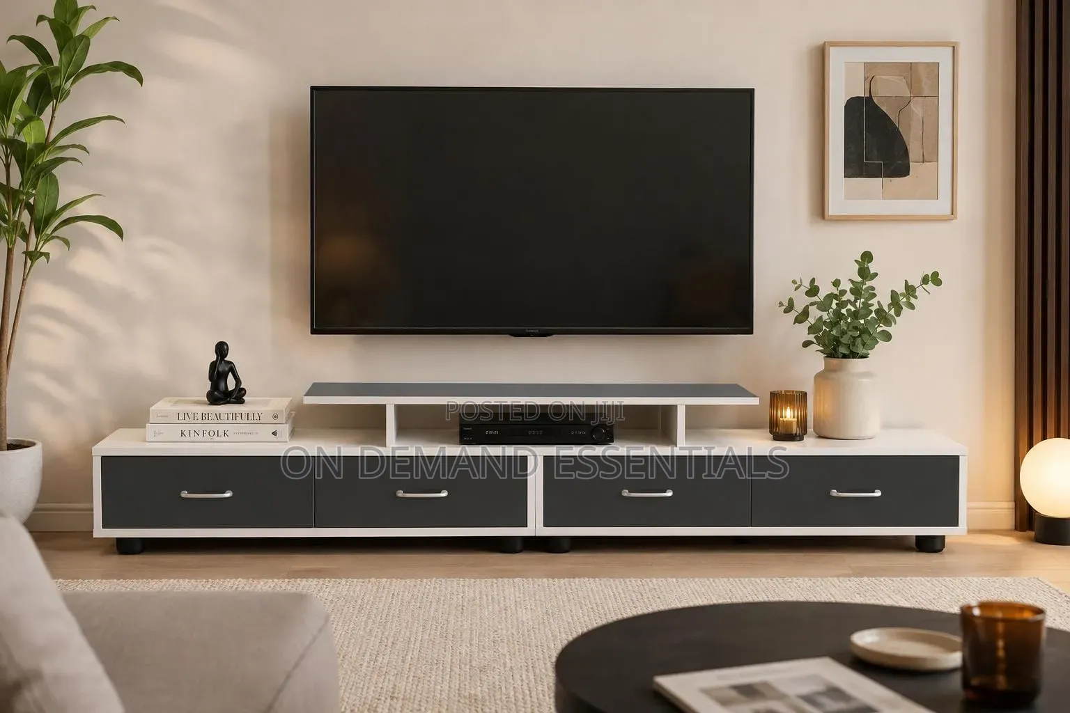 Extendable TV Stand 1.2-1.7m 4 Drawers 3 Shelves Low Cabinet