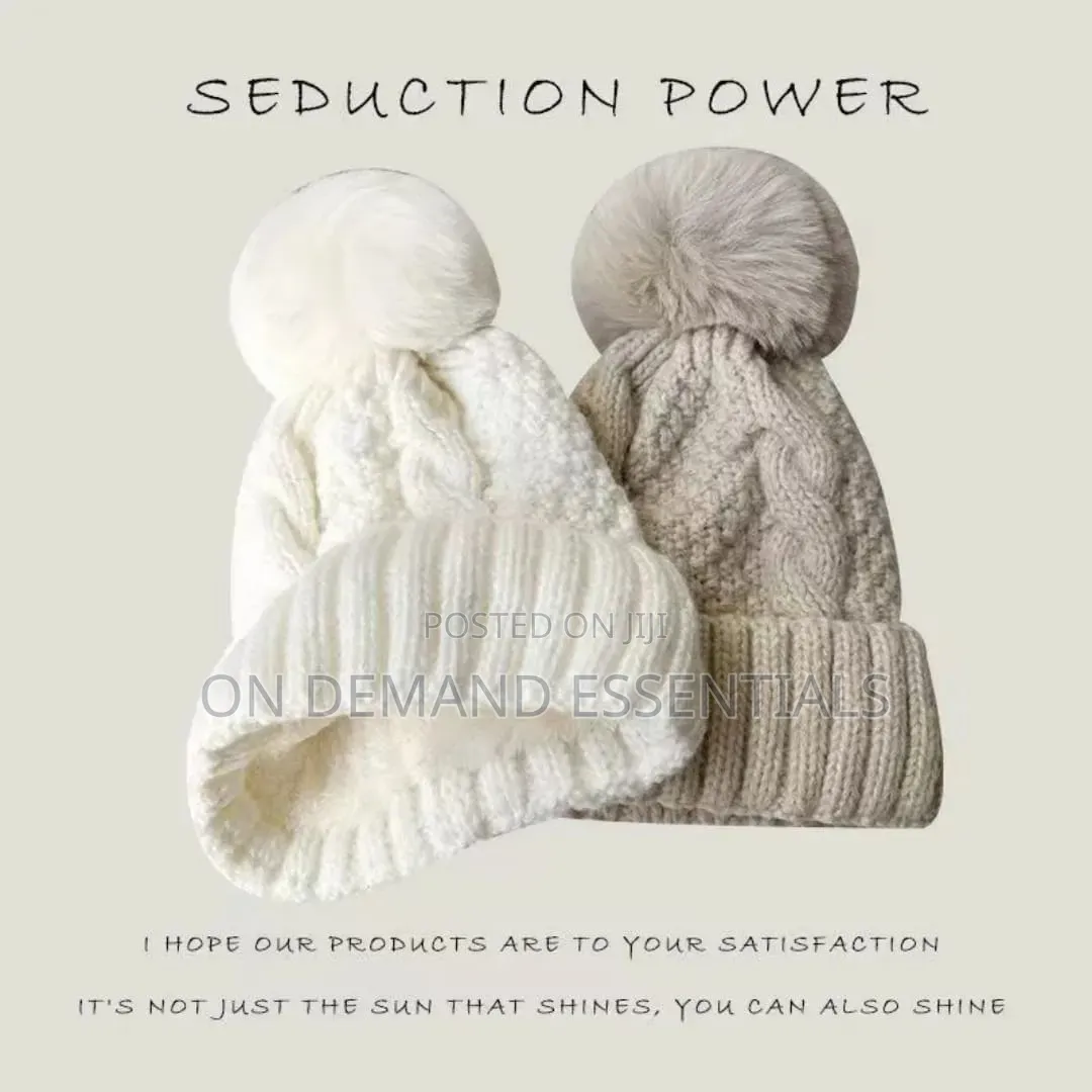 *Winter Knitted Hat Fleece Lined Warm Pure Color Versatile