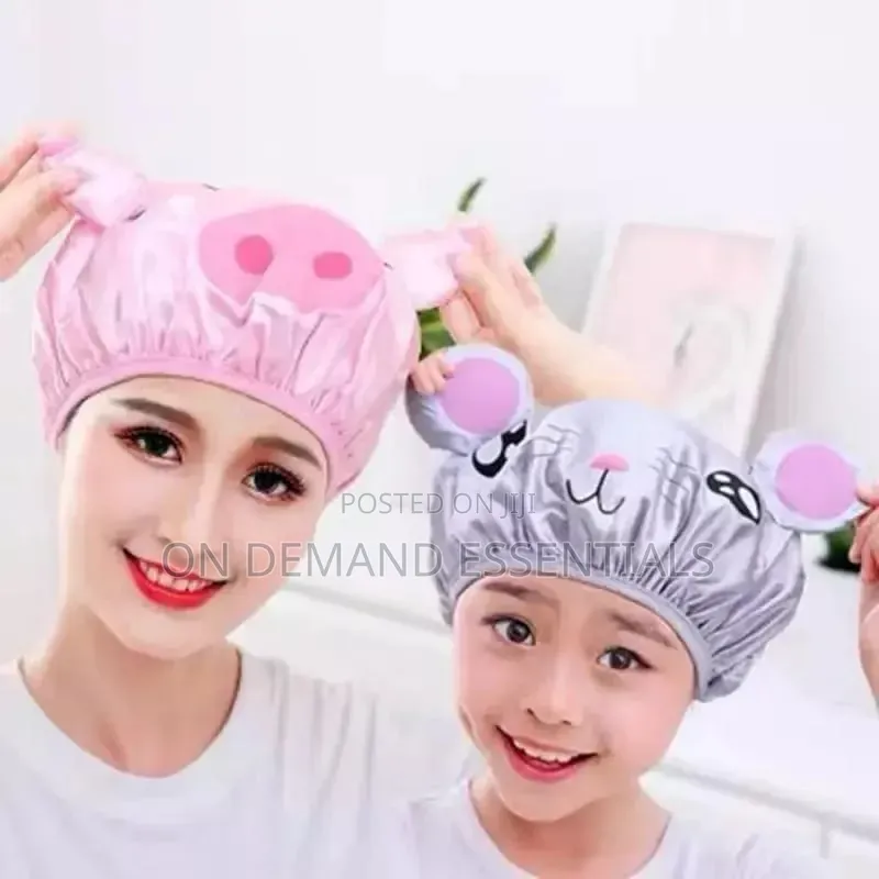 1Pcs Cartoon Thick Waterproof Bath Hat Double Layer Shower Hair Cover