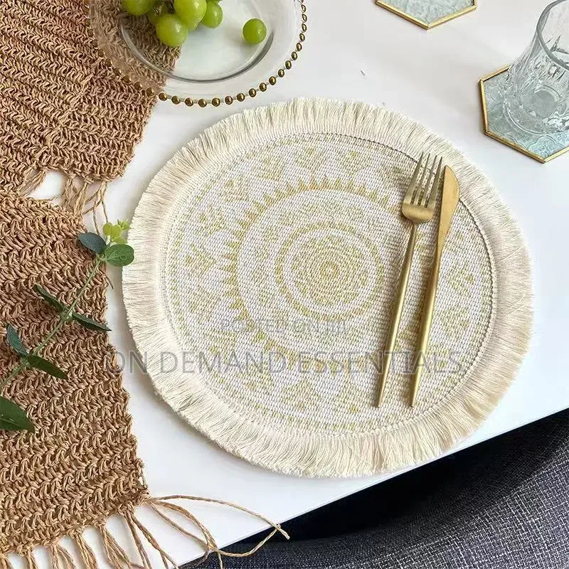 Boho Round Woven Placemats - 6pcs