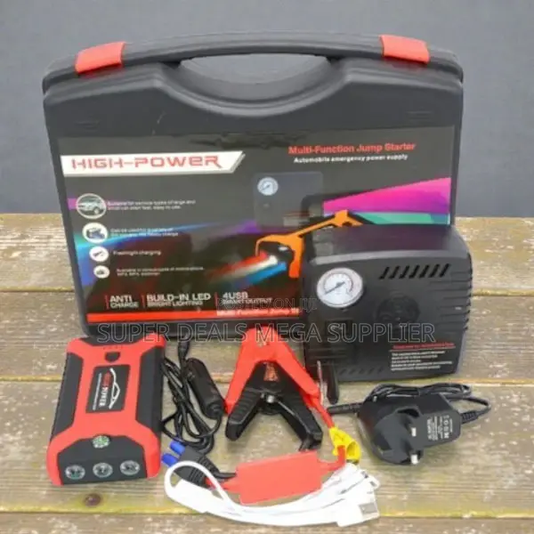 Short Circuit 12V 99800mAh Emergency Car Jump Starter Air Compressor