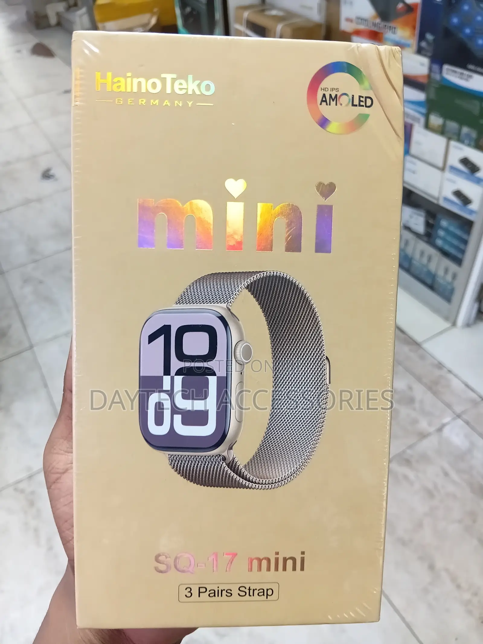 HainoTeko SQ-17 Mini Smart Watch AMOLED Display for Ladies - Black