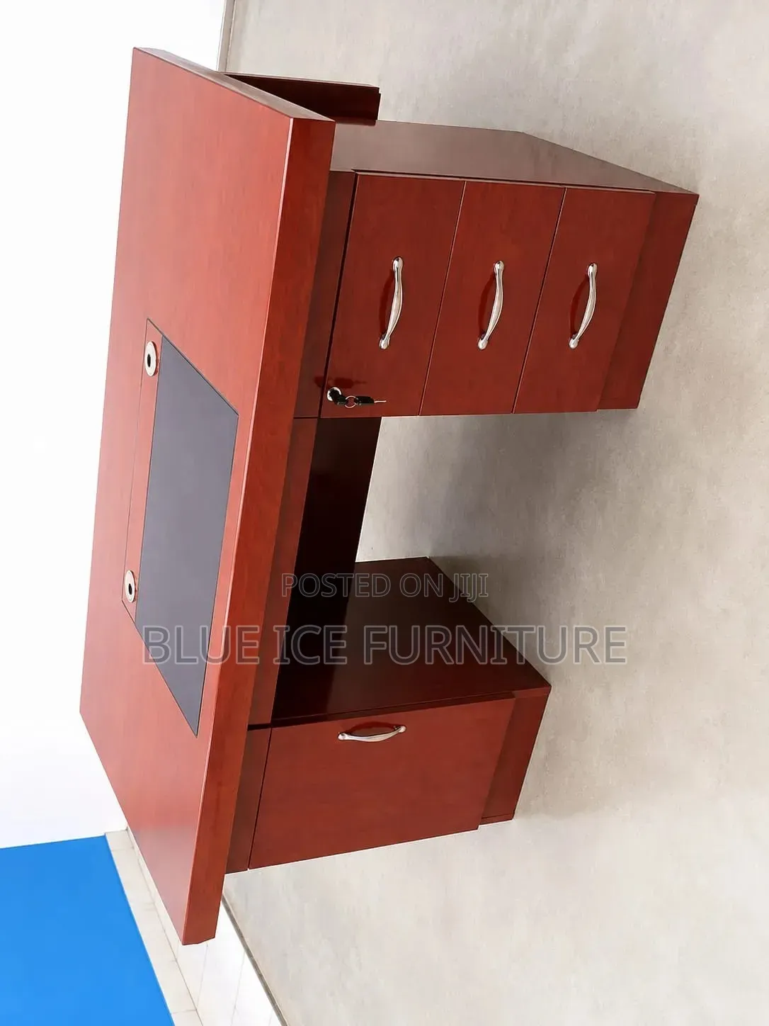 Office DeskExecutive Wooden Office Desk With Drawers- Storage Cabinet