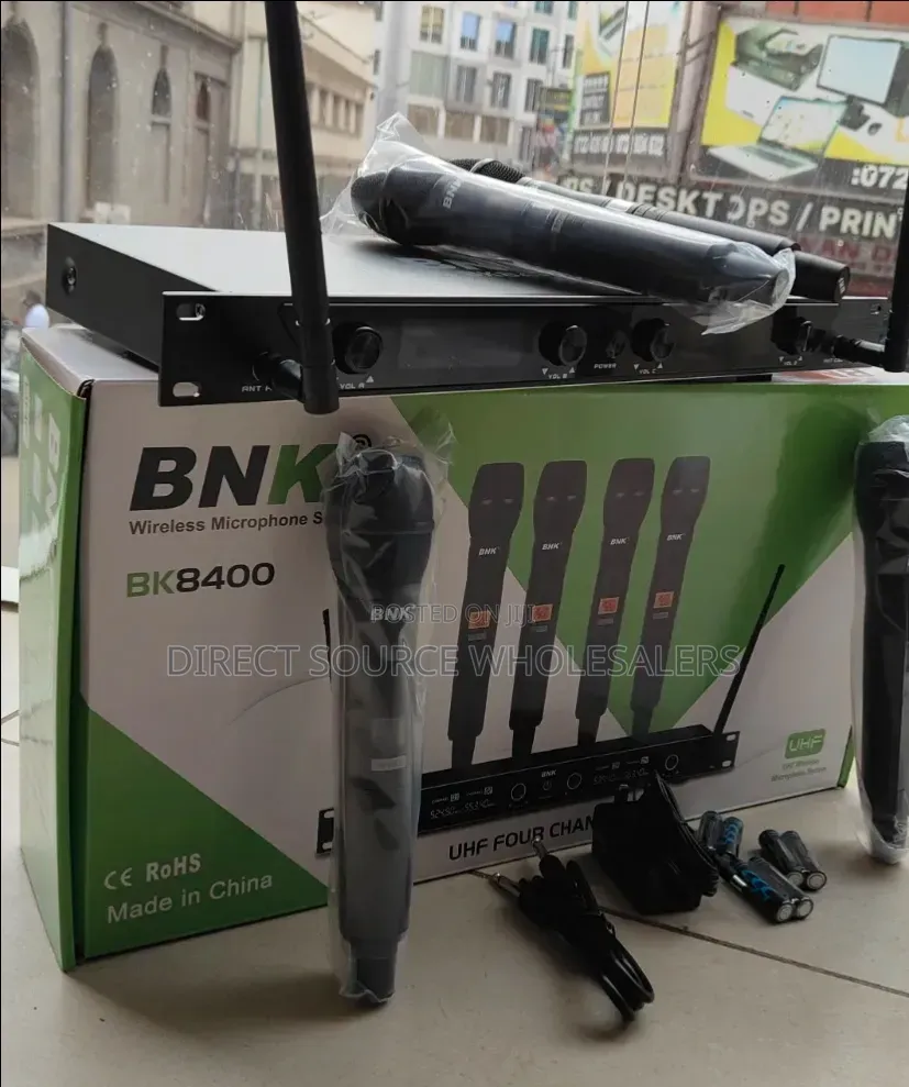 BNK BK8400 4 Mic Wireless Set – Church, PA 4-Channel UHF Microphone