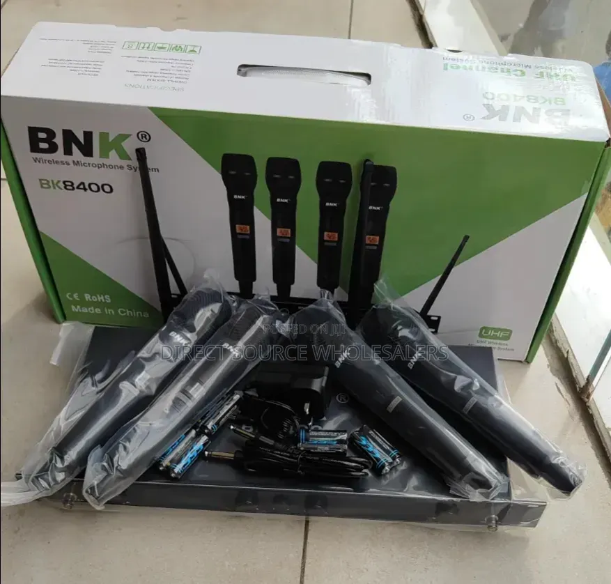 BNK BK8400 4 Mic Wireless Set – Church, PA 4-Channel UHF Microphone