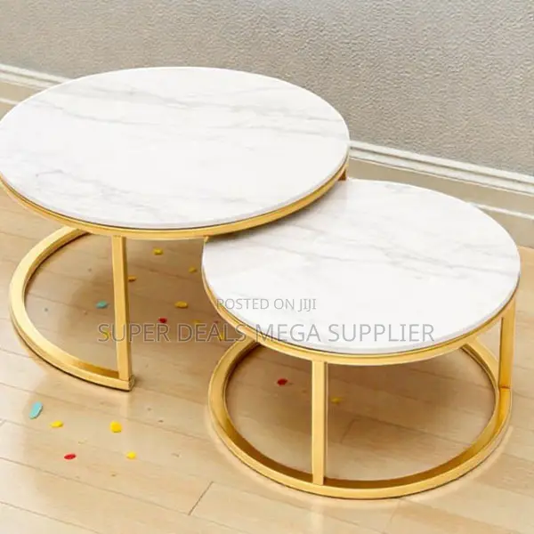 Coffee Books Home Decor Marble Top 2 Pieces Round Coffee Table