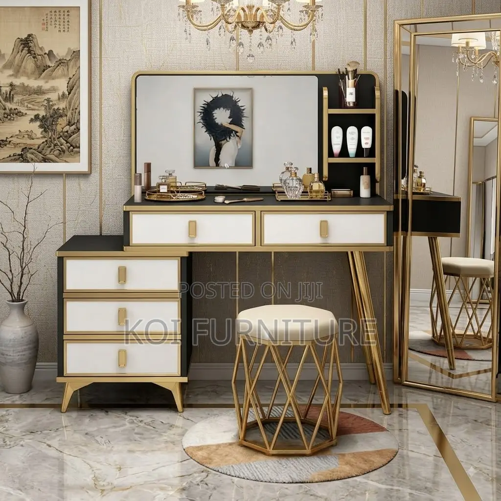 Dressers; White Classical Dressing Room Vanity Set Table