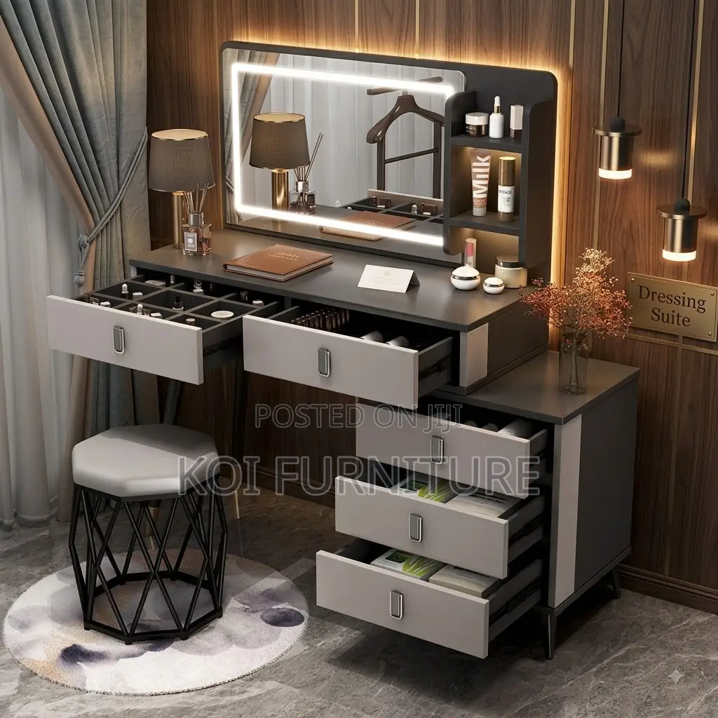 Dressers; White Classical Dressing Room Vanity Set Table