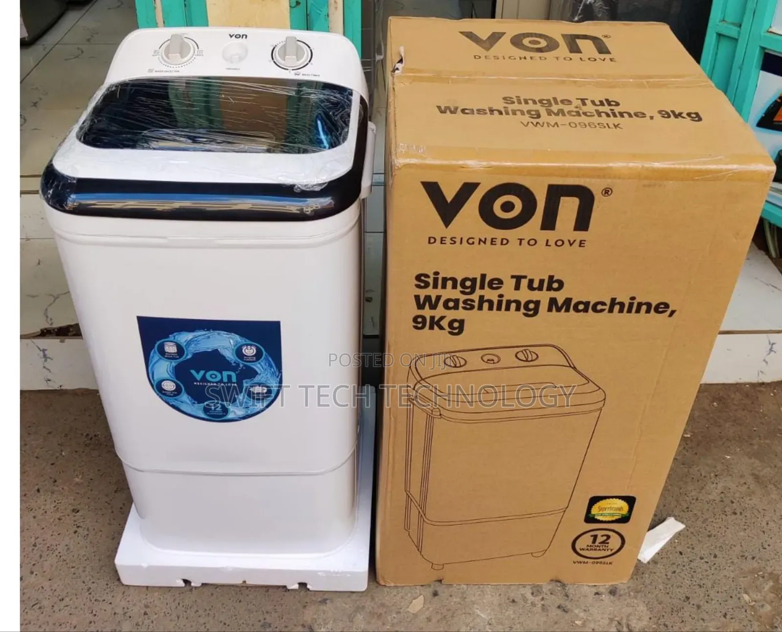 VON Washing Machine 9kg Single Tub