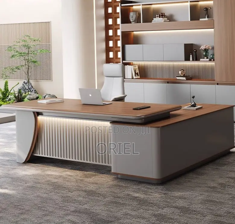 Office Desk : 2.4M L-Shaped Luxury C.E.O Desk