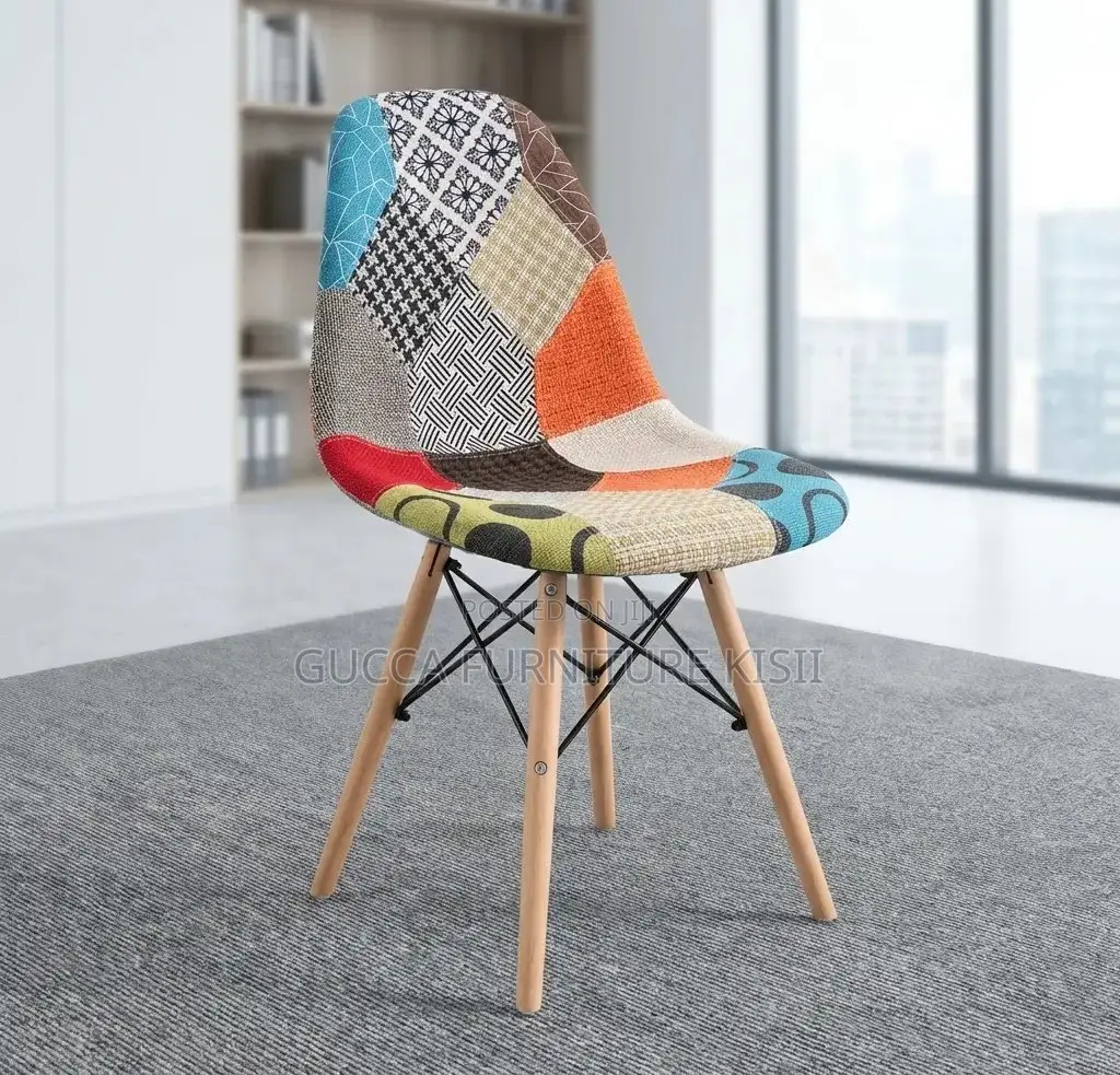 Home Chair; Armless Fabric Patch Dining Chair