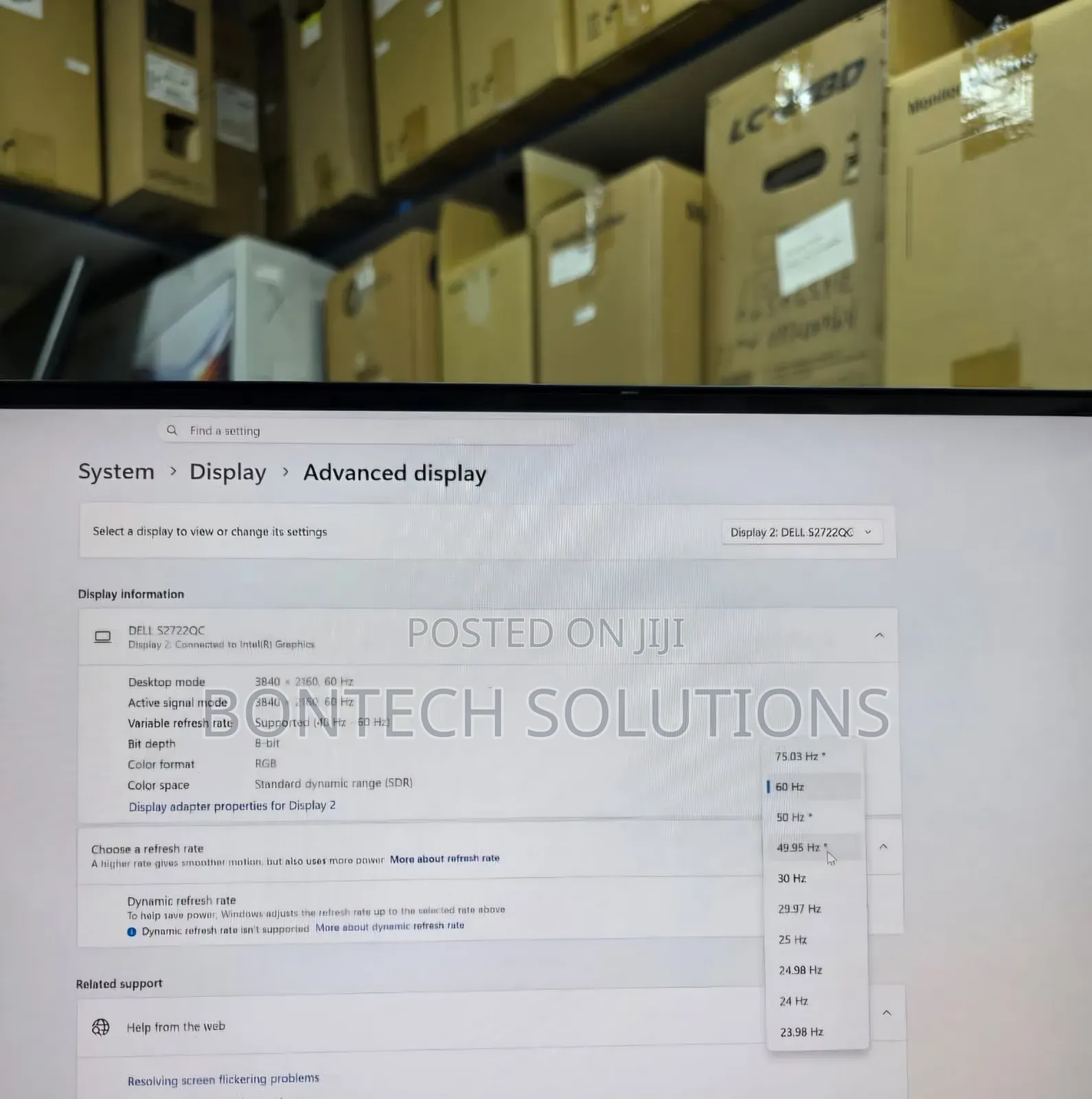 Dell S2722QC
27 Inch Display Monitor 
(3840*2160)75hz