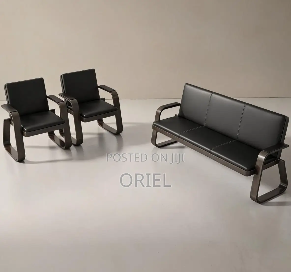 Office Sofa : 5-Seater Leather Office Guest Waiting Sofa