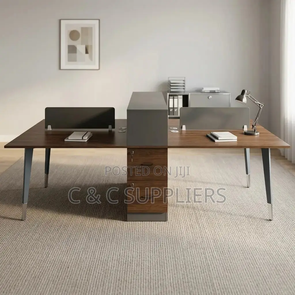 4-Seater Wooden Workstation Desk.