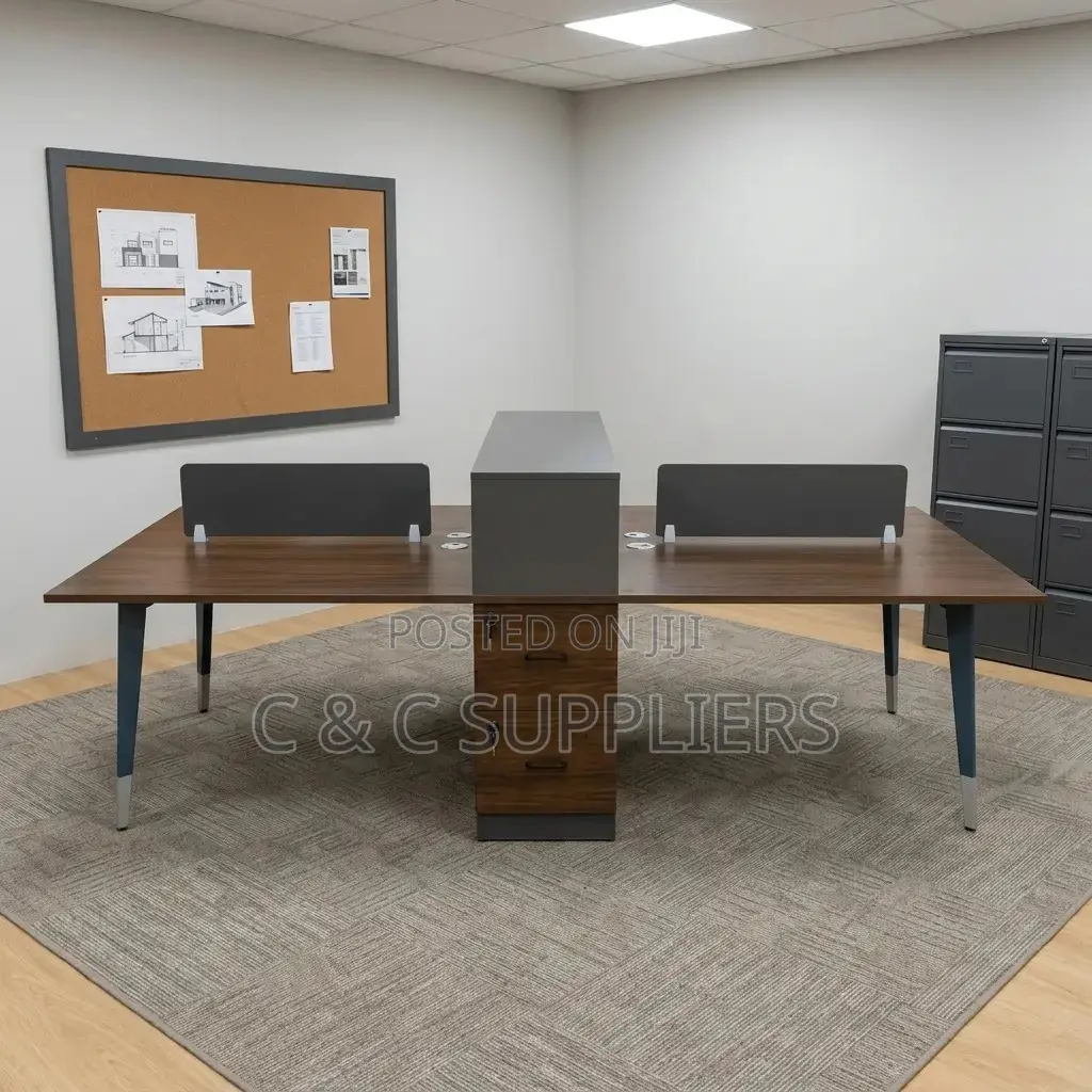 4-Seater Wooden Workstation Desk.