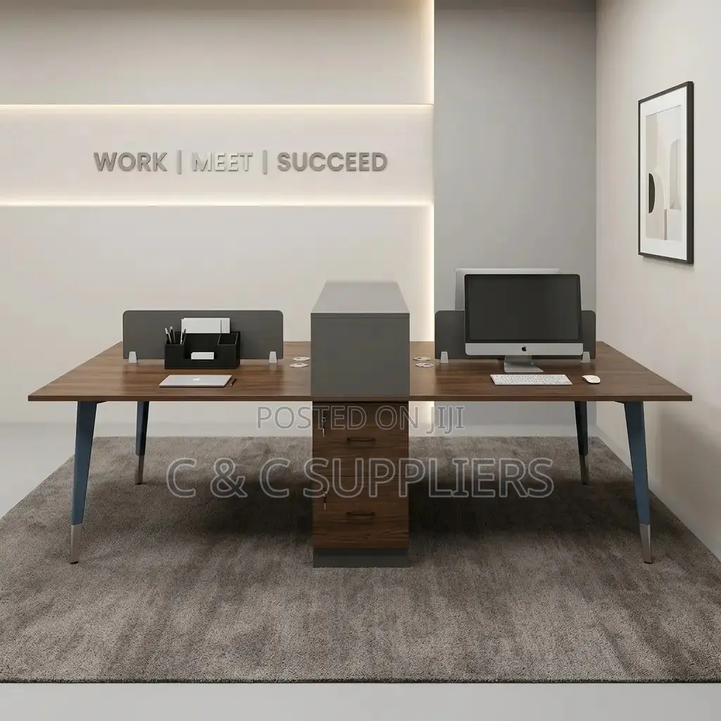 4-Seater Wooden Workstation Desk.