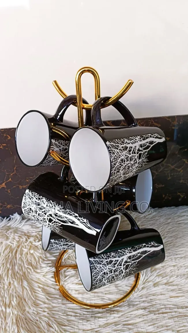 Black Tree Design Mugs | Stylish Tea Coffee Cup Set