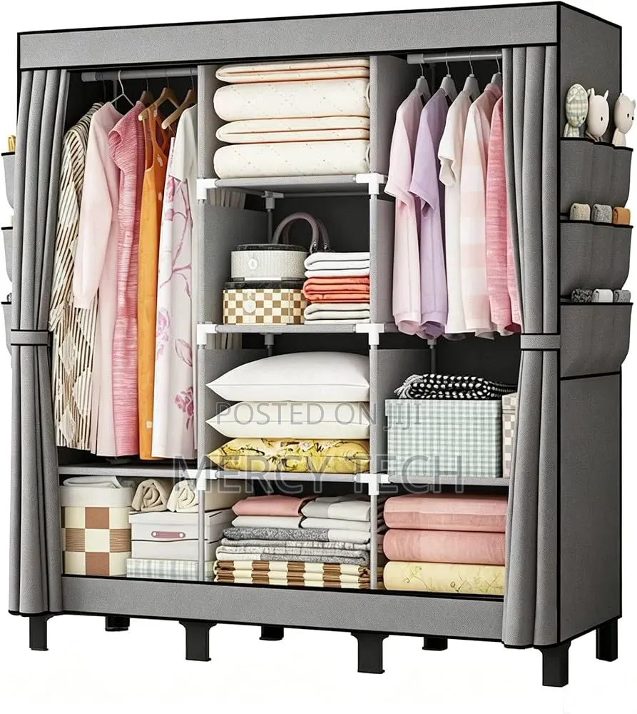 3-Column Portable Wooden Wardrobe