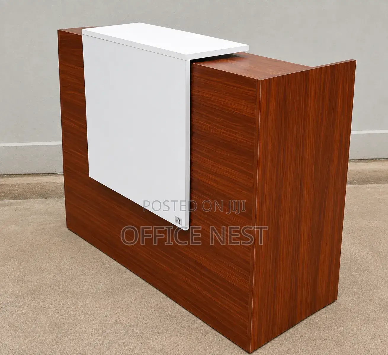 Modern Reception Desk – White Wood Front Office Counter Kenya