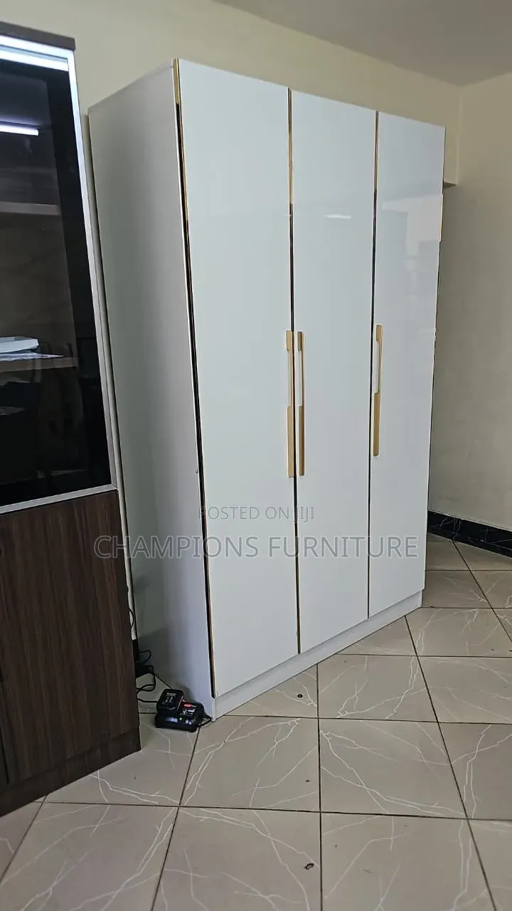 Modern Glossy 3-Door Cabinet