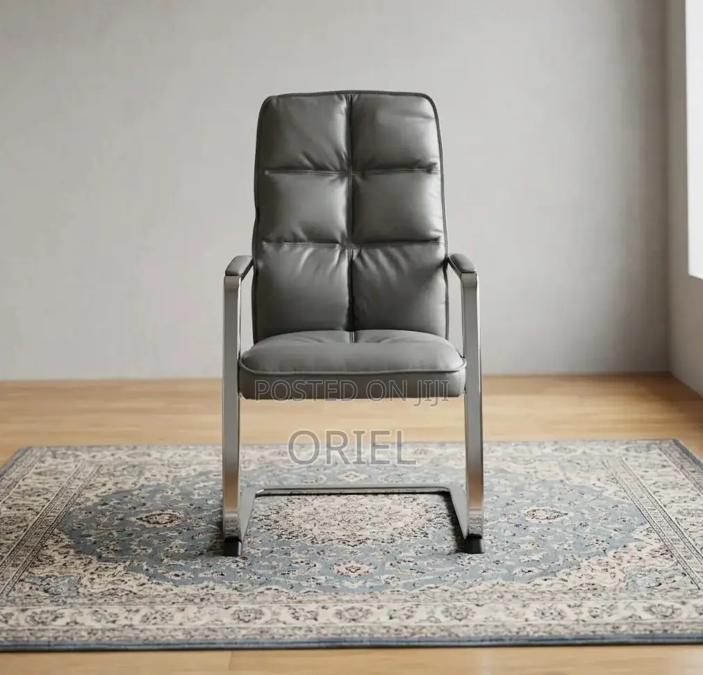 Office Chair : Gray Leather Executive Office Chair
