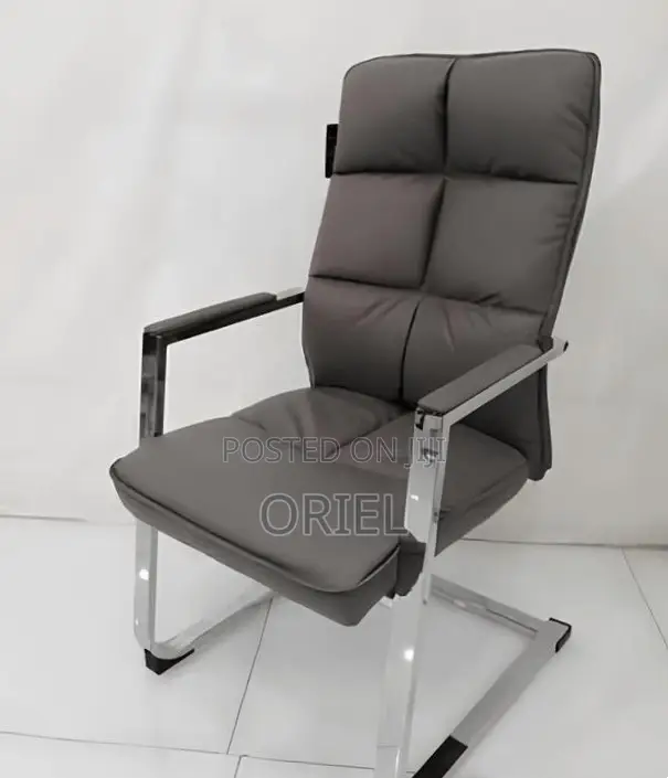 Office Chair : Gray Leather Executive Office Chair