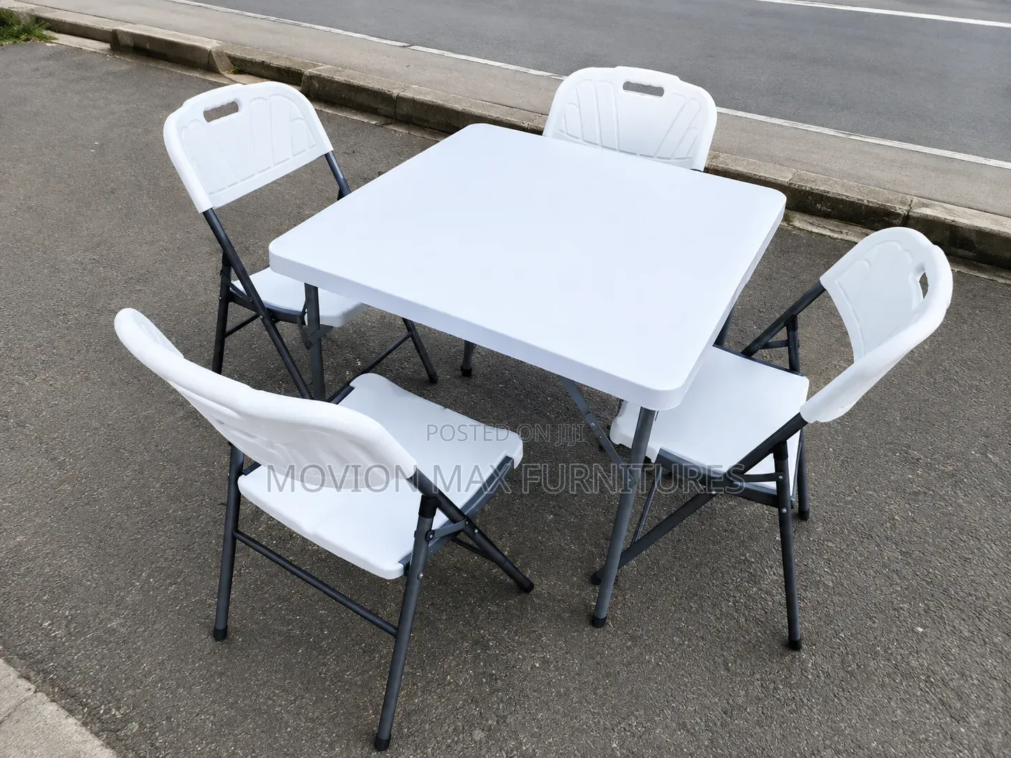 4sitter Set White Foldable Chairs White Table