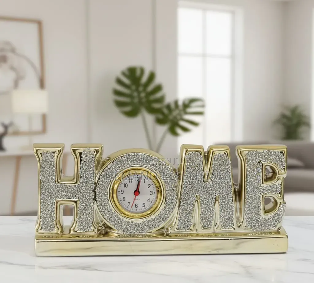 Elegant Glittery "HOME" Tabletop Clock Decor