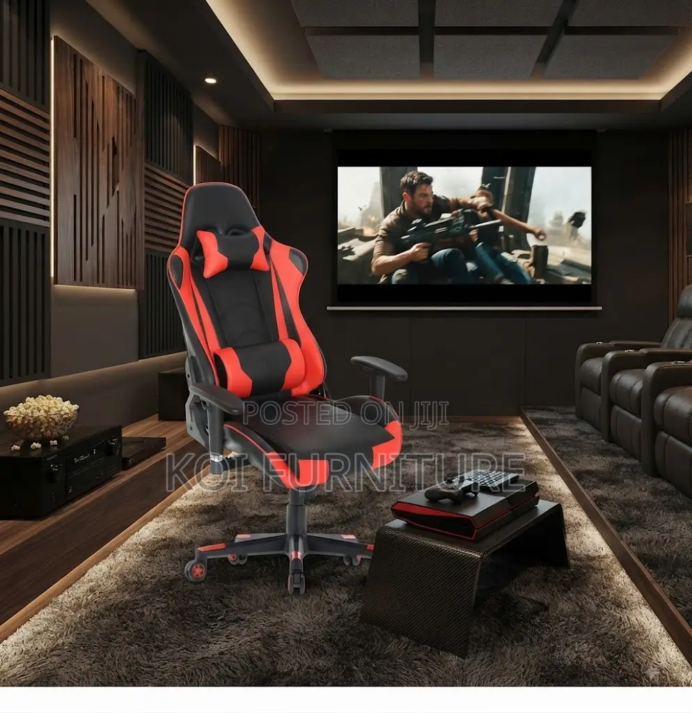 Office Chairs; Red Black Design Adjustable Leather Gaming Seats