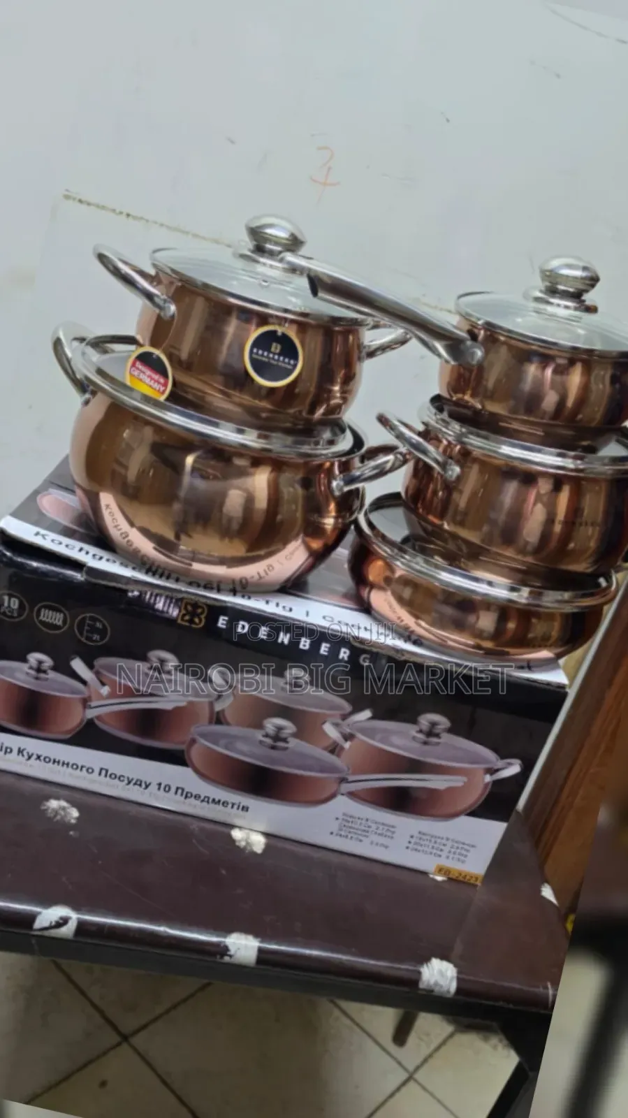 10pcs Gold Edenburg Eb-2423 Stainless Steel Cookware Set
