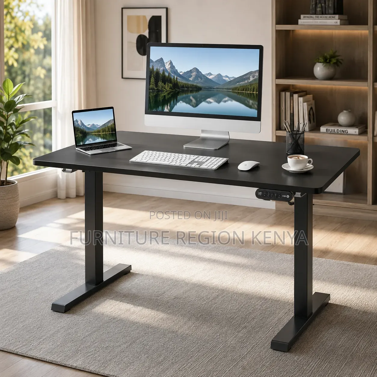 Electric Height-Adjustable Office Desk, Black