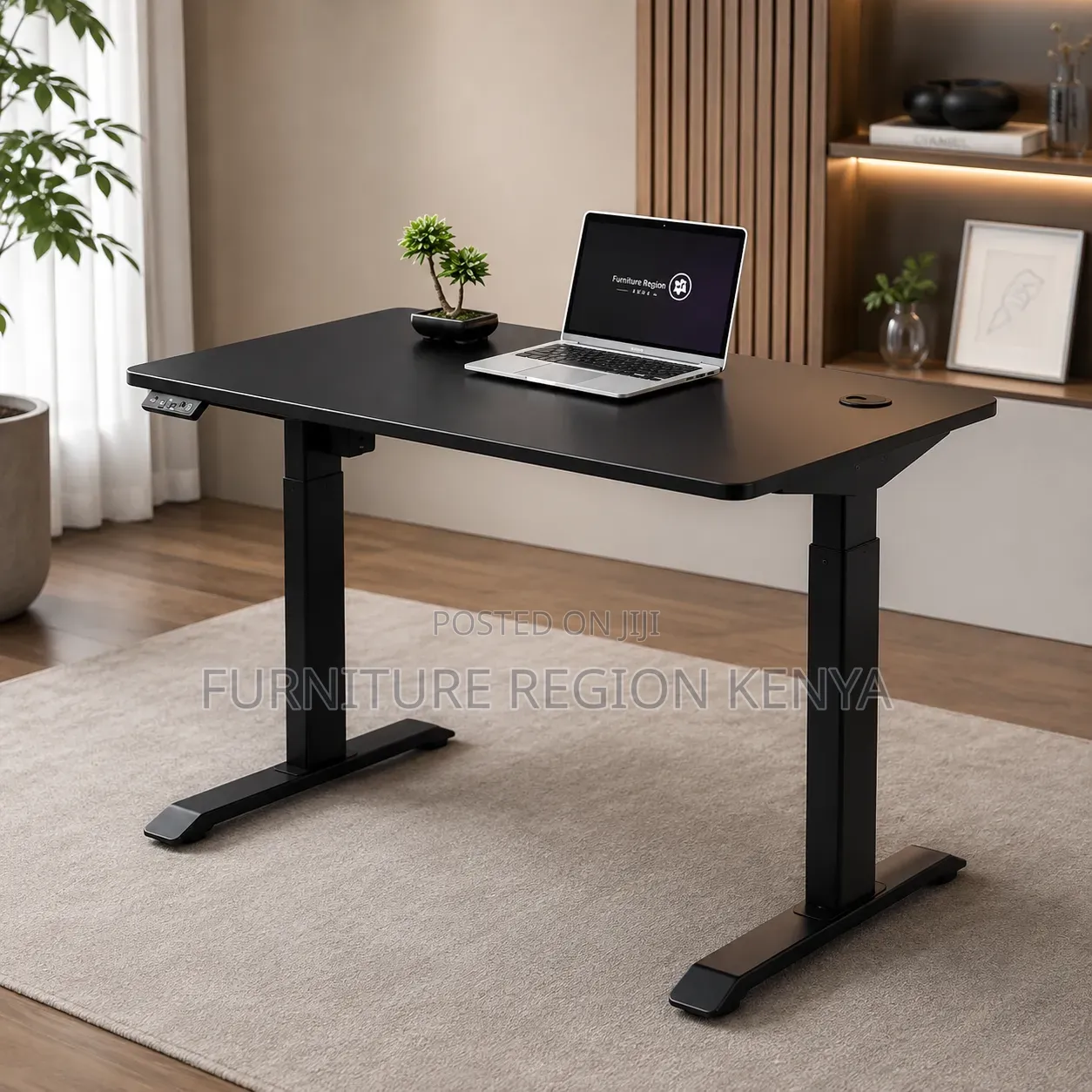 Electric Height-Adjustable Office Desk, Black