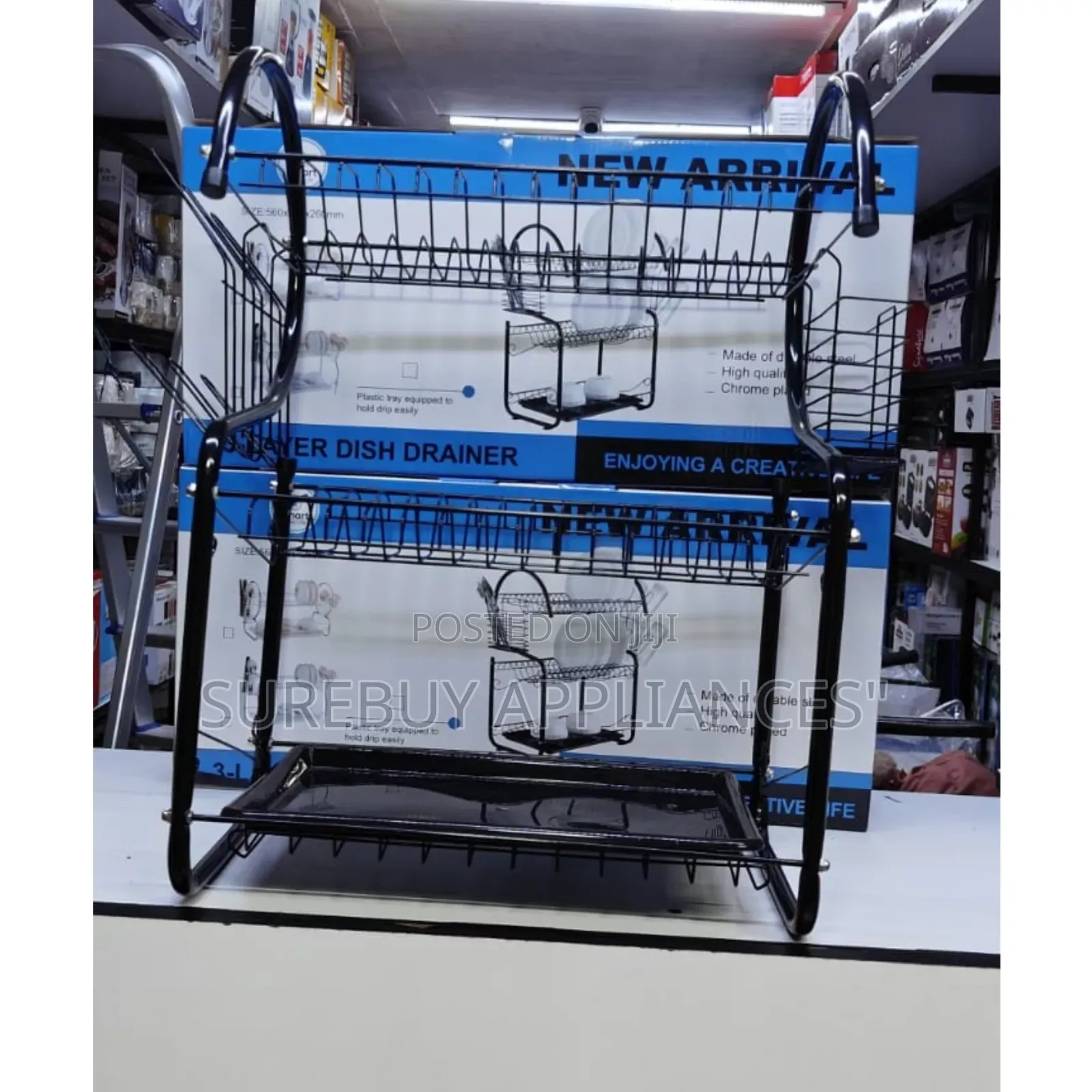 3-Tier Dish Rack With Drainer | Kitchen Organizer