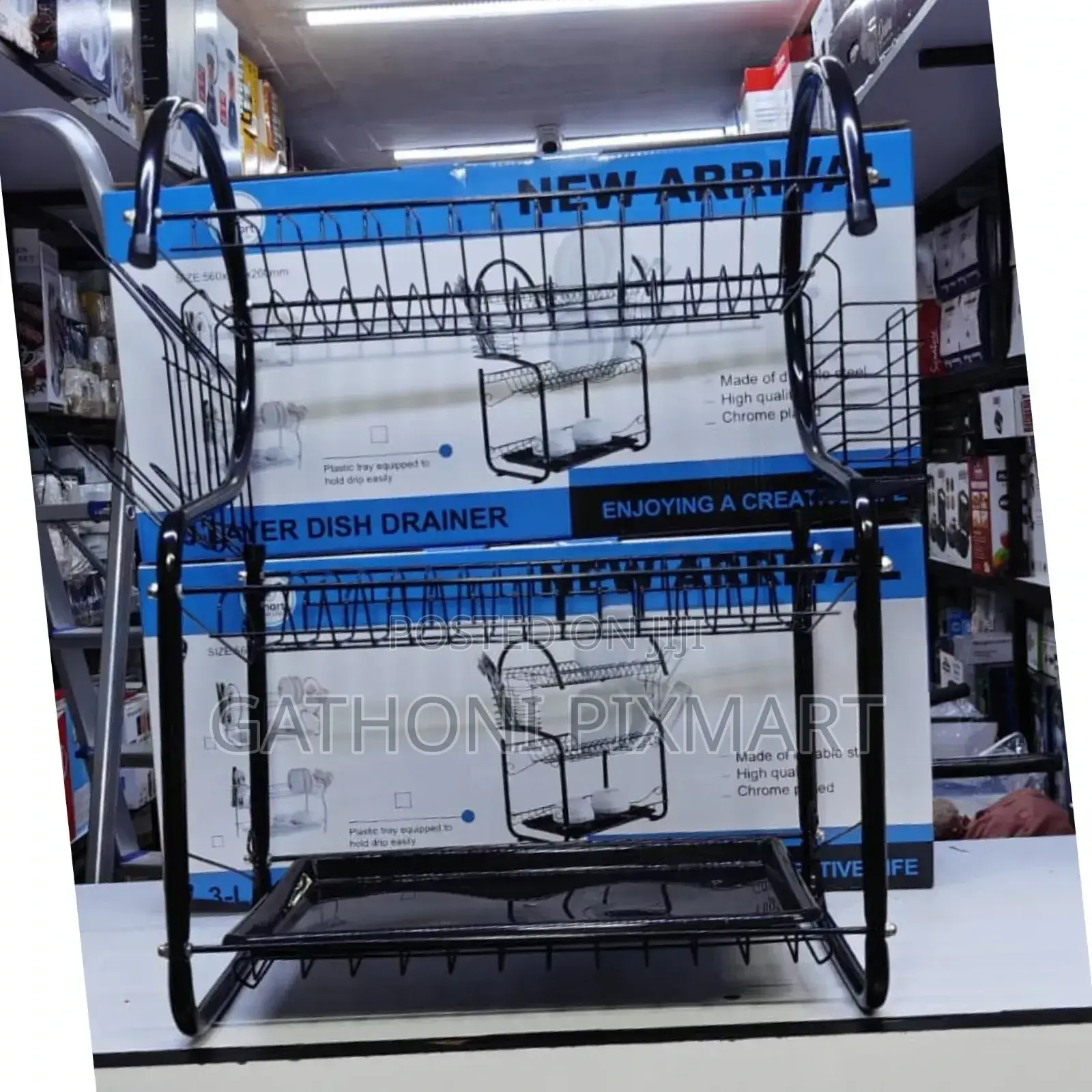 3-Tier Dish Rack With Drainer | Kitchen Organizer