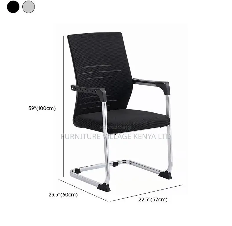 Office Chair; Armrests Mesh Mid Back Non Swivel Guest Seat