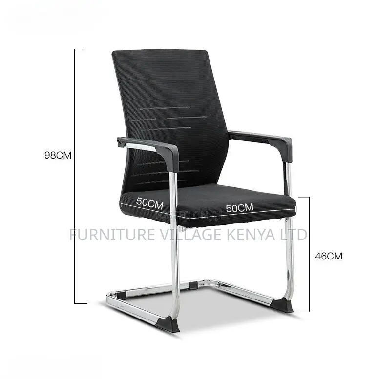 Office Chair; Armrests Mesh Mid Back Non Swivel Guest Seat