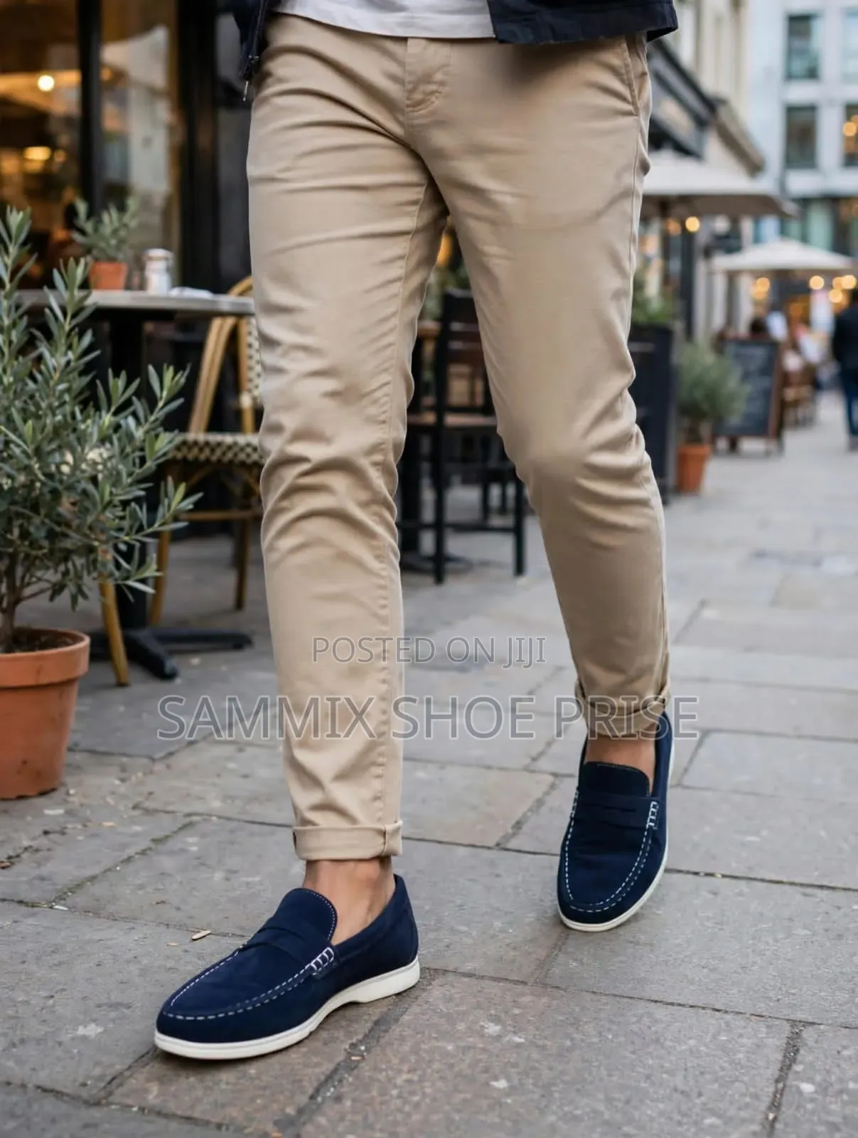 Navy Suede Penny Loafers