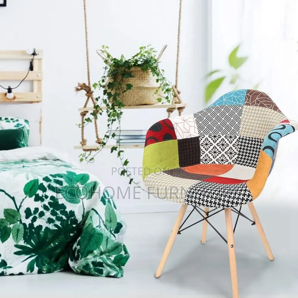 Dining Chair Stylish Modern Fabric Chair With Wooden Legs