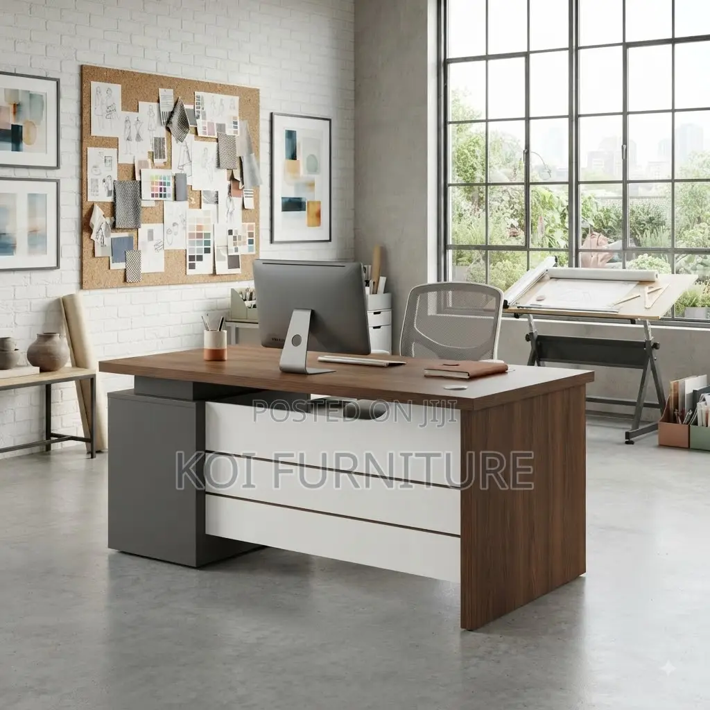 Office Desk; 1400mm Executive Wooden Top Polished Office Desk