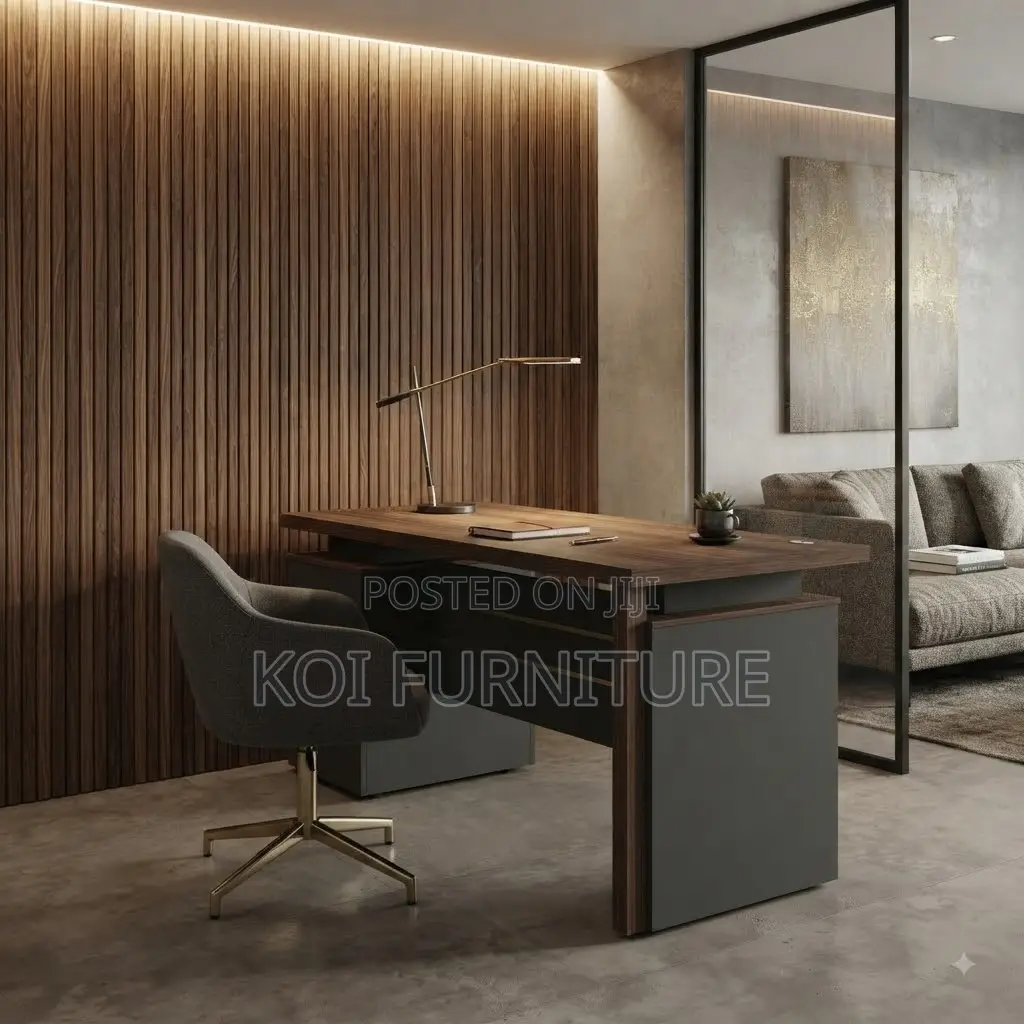 Office Desk; 1400mm Executive Wooden Top Polished Office Desk