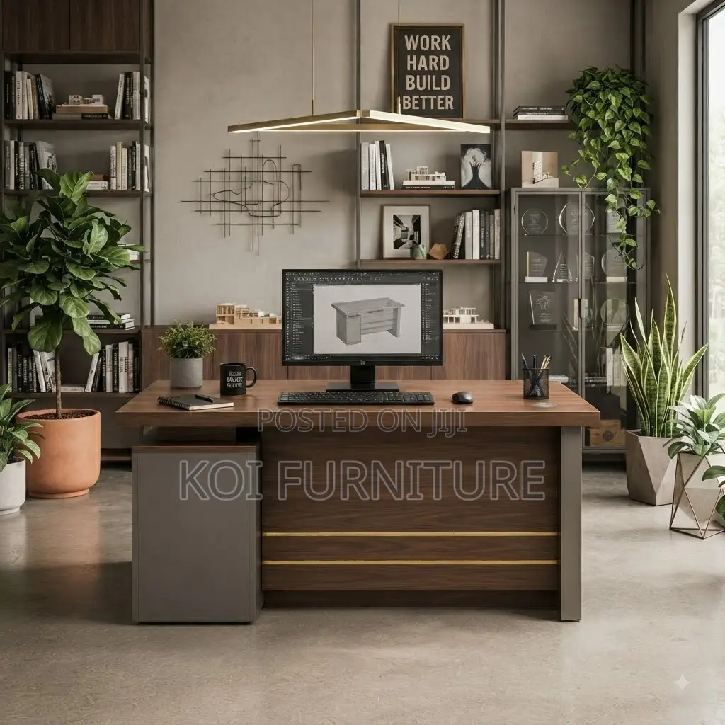 Office Desk; 1400mm Executive Wooden Top Polished Office Desk