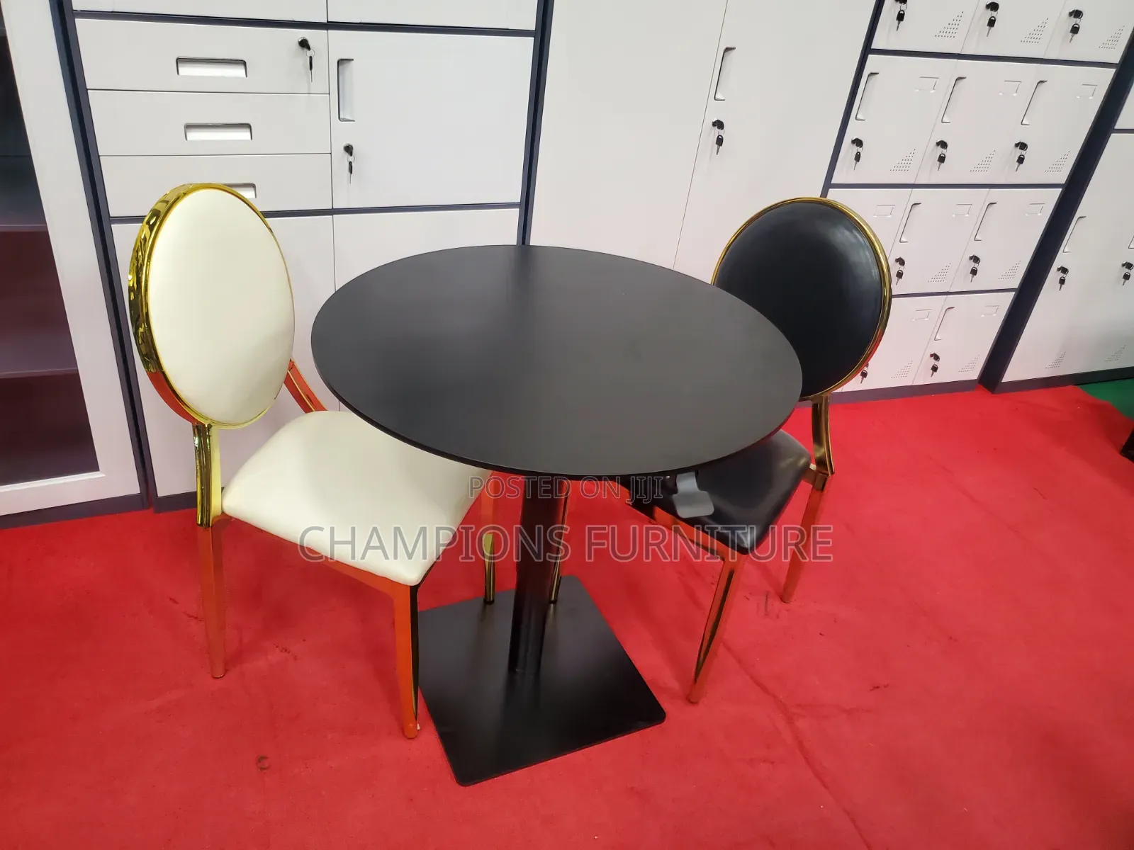 Adjustable Black Table and Medallion Chairs