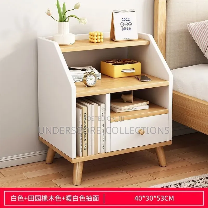 Modern Minimalist Bedside Drawers-Mix of Beige and White Colour