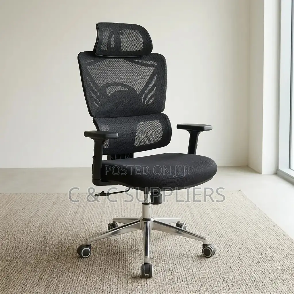 Ergonomic Orthopedic Black Mesh Chair.