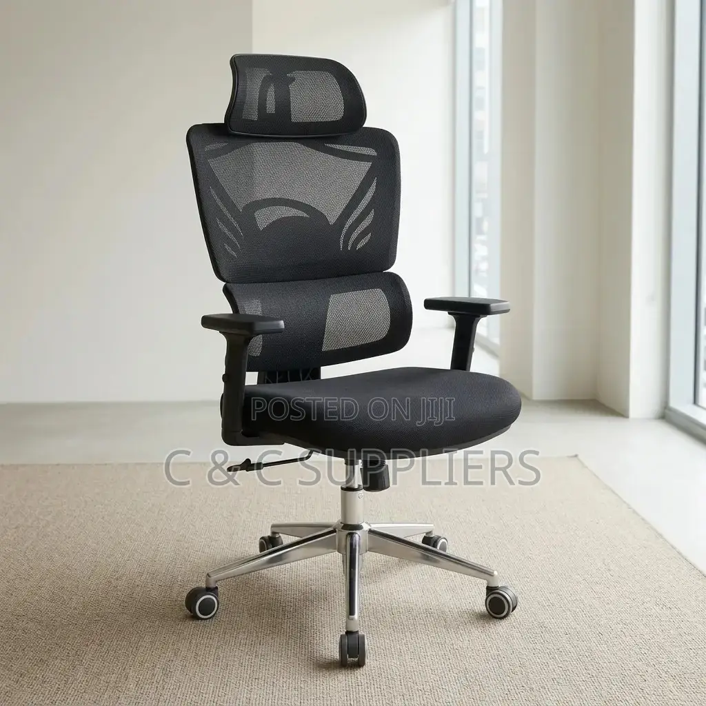 Ergonomic Orthopedic Black Mesh Chair.