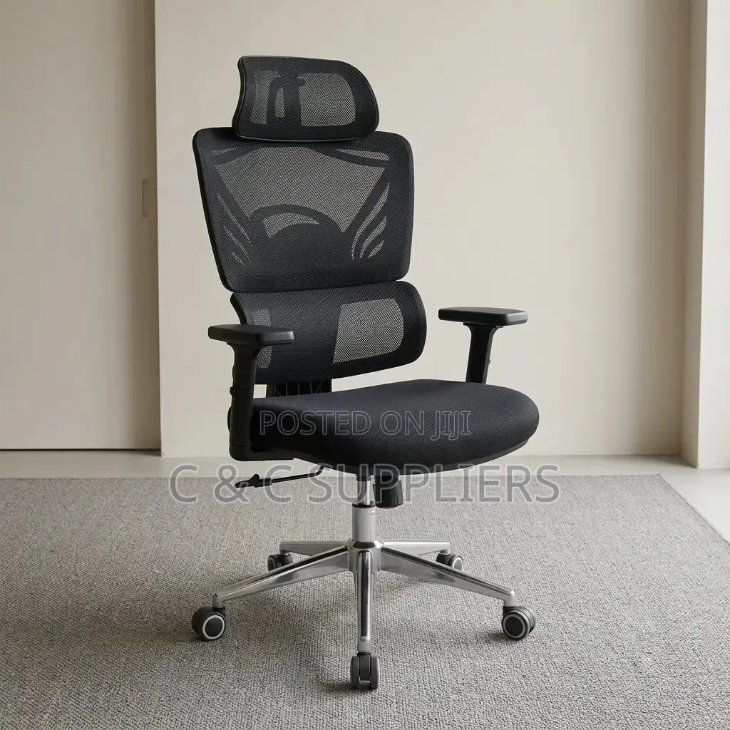 Ergonomic Orthopedic Black Mesh Chair.