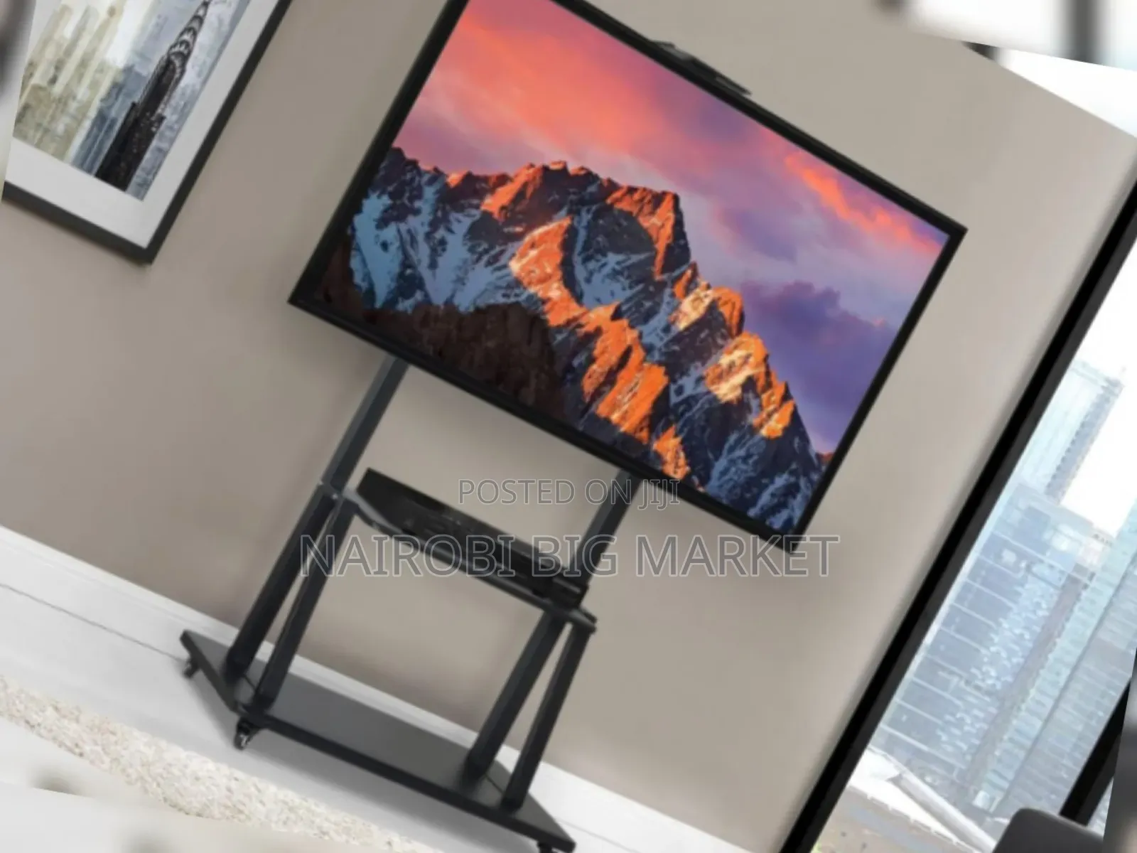 Mobile TV Trolley Stand With Wall Mount