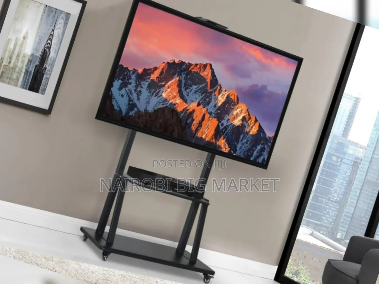 Mobile TV Trolley Stand With Wall Mount