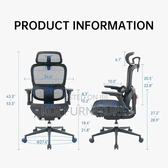 Office Chairs; Ergonomic Chair With Adaptive Adjustable Lumbar
