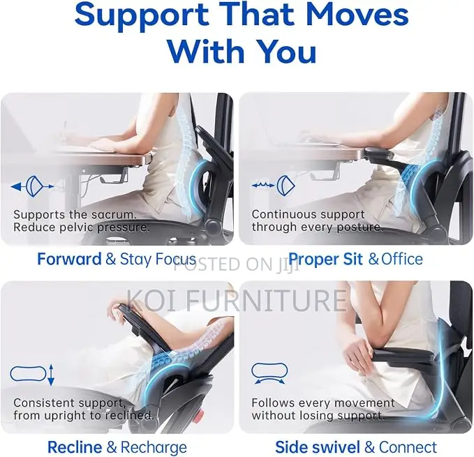Office Chairs; Ergonomic Chair With Adaptive Adjustable Lumbar